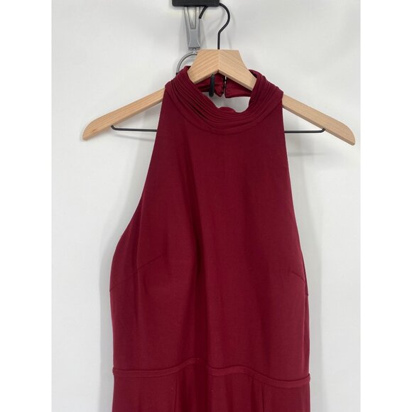 IEENA MAC DUGGAL HIGH NECK JERSEY GOWN W/TEARDROP CUTOUT BACK BURGANDY SIZE 1O - Picture 4 of 7